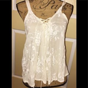 BoHo Romantic Blush Noir Ivory Tank Cami SzS NWT